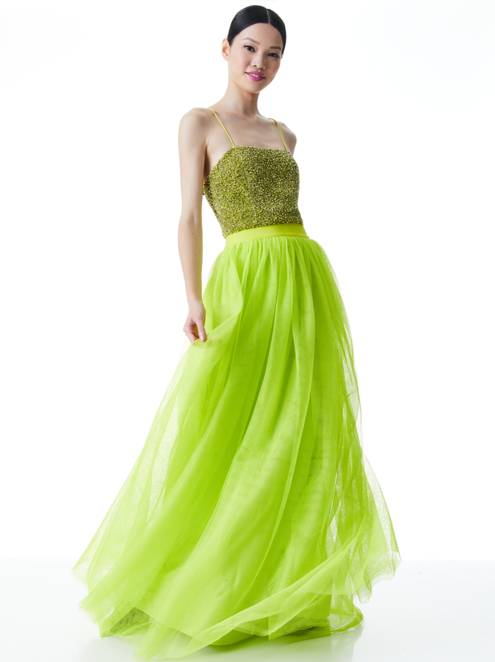 CATRINA MAXI GOWN SKIRT - LIME PUNCH image 4 - Alice And Olivia
