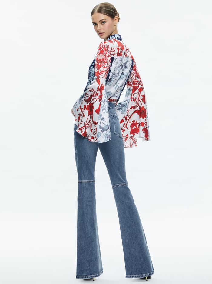 WILLA FITTED PLACKET BELL SLEEVE TOP - JE L