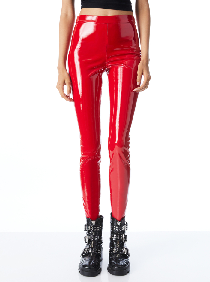 MADDOX VEGAN LEATHER LEGGING - PERFECT RUBY - Alice And Olivia