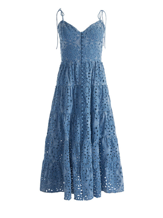 AVERY BLUE-SHANTI TIERED MIDI DRESS