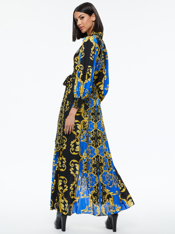 REGAL ROMANCE SAPPHIRE-ALISA WRAP MAXI SHIRT DRESS