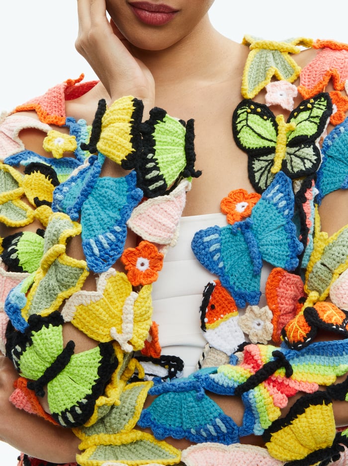 FAWN BUTTERFLY CROCHET CARDIGAN - MULTI image 3 - Alice And Olivia