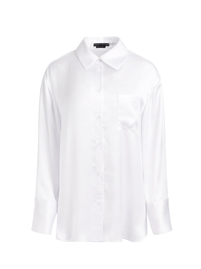 FINELY OVERSIZED BUTTON DOWN SHIRT - WHITE image 5 - Alice And Olivia