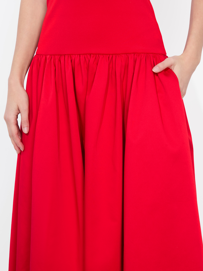 ORIANA DROP WAIST MIDI DRESS - BRIGHT RUBY image 1 - Alice And Olivia