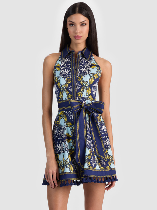 ANTIQUE SCROLL-LUCY SLEEVELESS MINI SHIRT DRESS