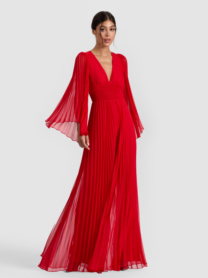 BENNET PLEATED JUMPSUIT - BRIGHT RUBY image 3 - Alice And Olivia
