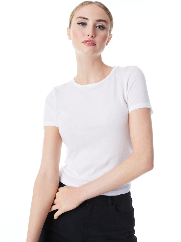 CINDY CROPPED TEE - WHITE - Alice And Olivia