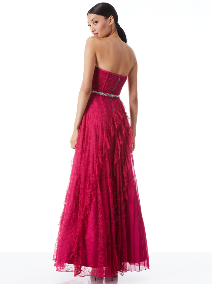BREE RUFFLE PLEATED BALLGOWN - RASPBERRY image 1 - Alice And Olivia