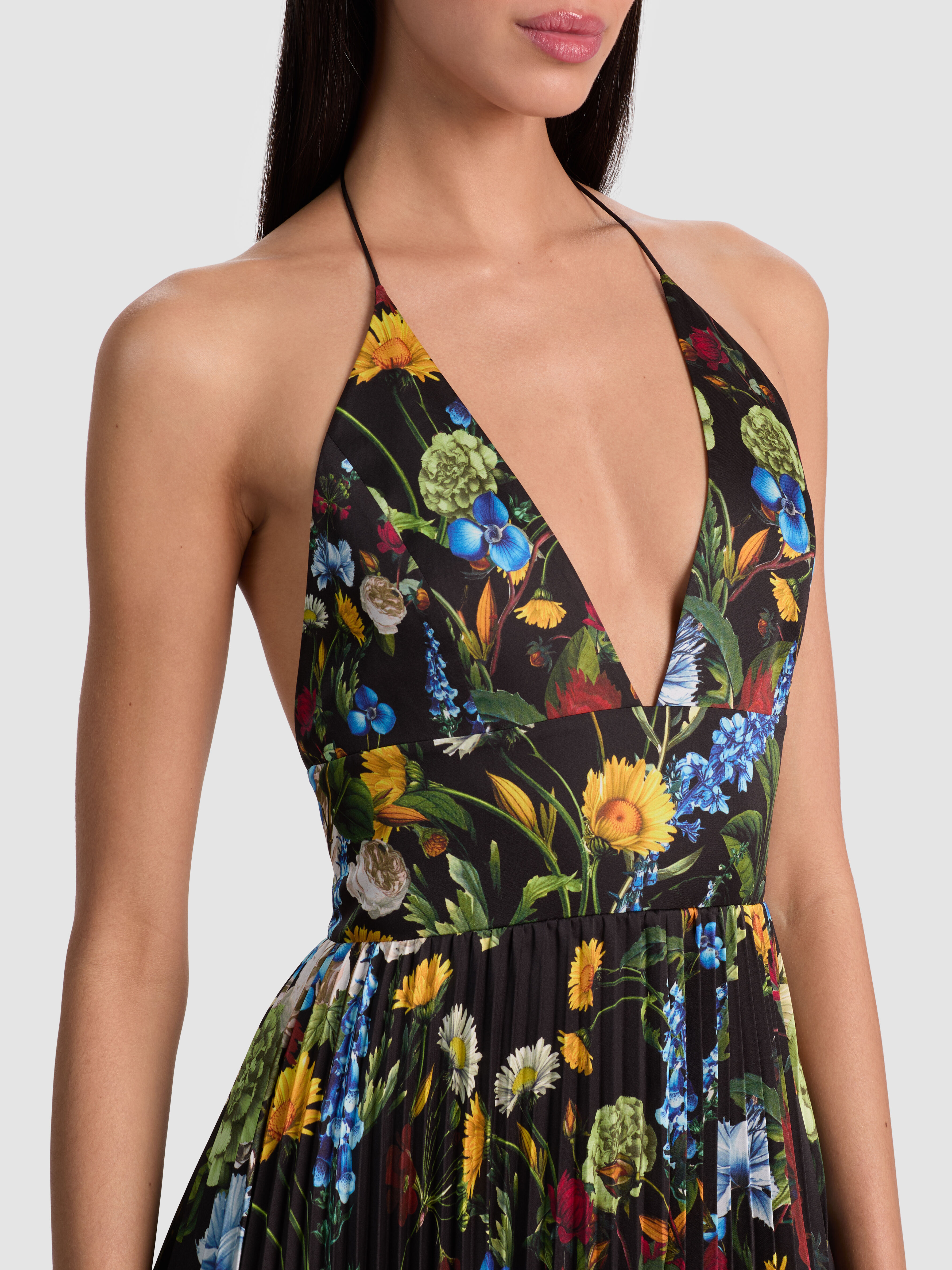 May Halter Neck Chain Waist Gown In Palace Blue | Alice + Olivia