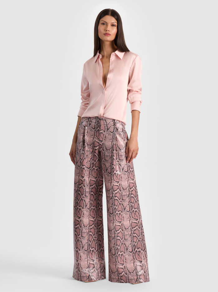 ERIC VEGAN SNAKESKIN PANT - ENGLISH ROSE/BLACK SNAKE image 1 - ALICE + OLIVIA
