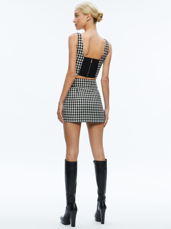 DONALD MINI SKIRT - BLACK/OFF WHITE image 1 - Alice And Olivia