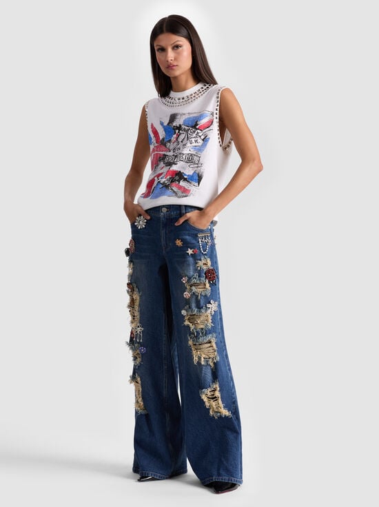 CAMBRIA VINTAGE-HARPER EMBELLISHED BAGGY JEAN