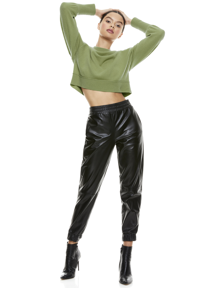 DENVER ROUND HEM SWEATER - SAGE image 5 - Alice And Olivia