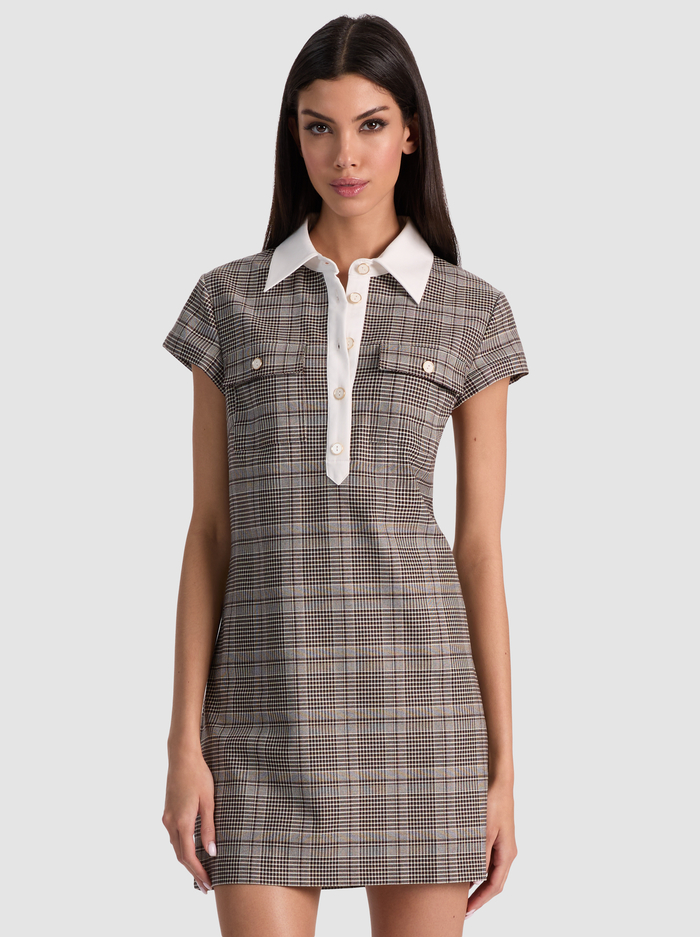 DARBY MINI DRESS - DARK CHOCOLATE/OFF WHITE image 3 - Alice And Olivia