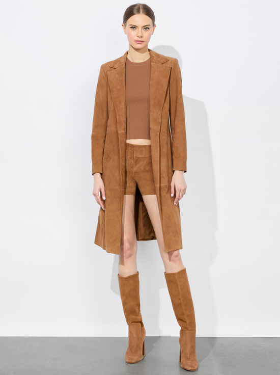 CAMEL-KARLEY SUEDE COAT