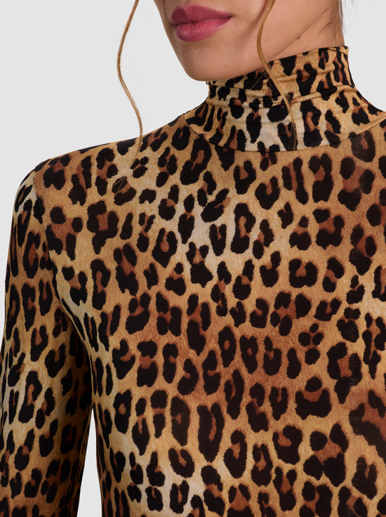 SPOTTED LEOPARD-DELAINA TURTLENECK TOP