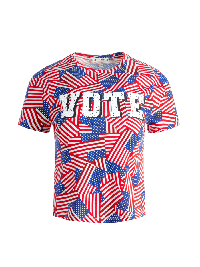 A+O X I AM A VOTER® CINDY CROPPED TEE - STRIPES FOREVER image 5 - Alice And Olivia