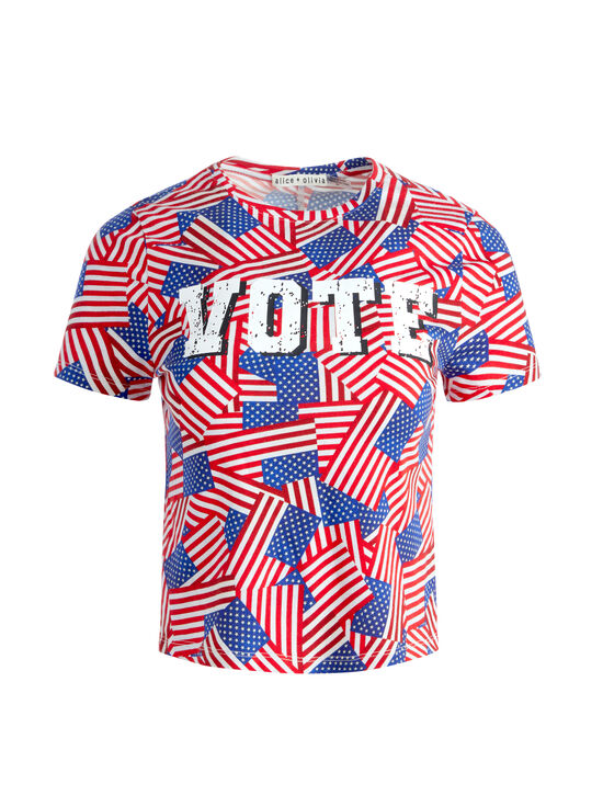 STRIPES FOREVER-A+O X I AM A VOTER® CINDY CROPPED TEE