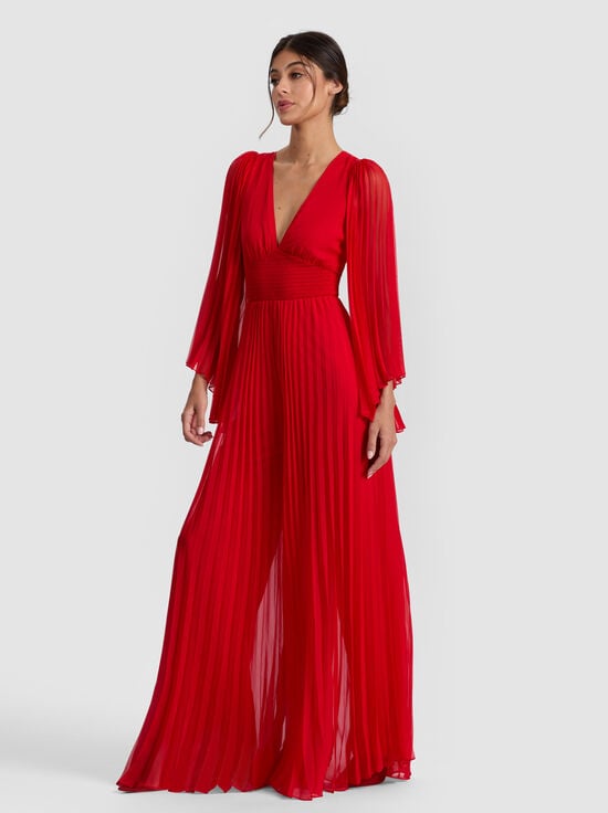 BRIGHT RUBY-BENNET PLEATED JUMPSUIT
