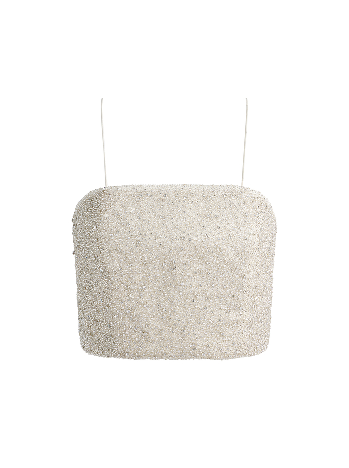 CERESI EMBELLISHED CROP TOP - OFF WHITE/CRYSTAL image 5 - Alice And Olivia