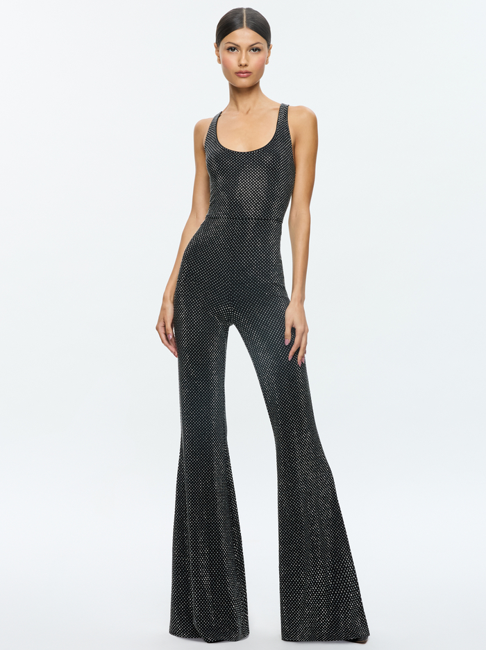 TERESA JUMPSUIT - BLACK/SILVER - Alice And Olivia