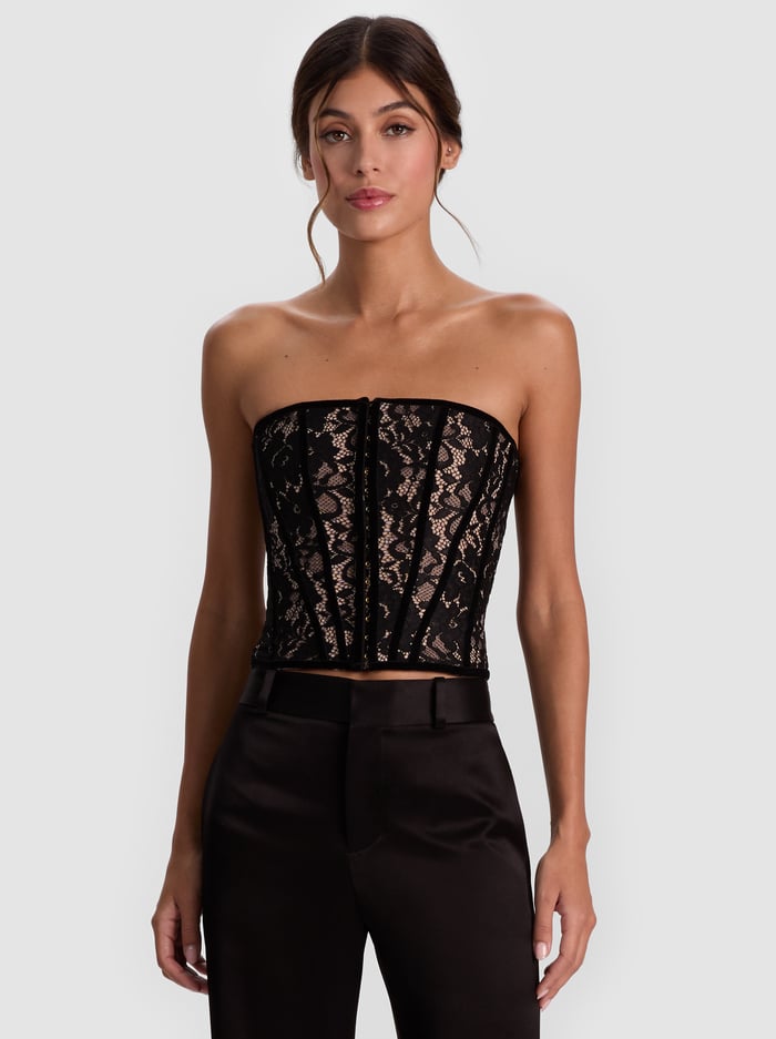 COSETTE LACE CORSET - BLACK/ALMOND - Alice And Olivia