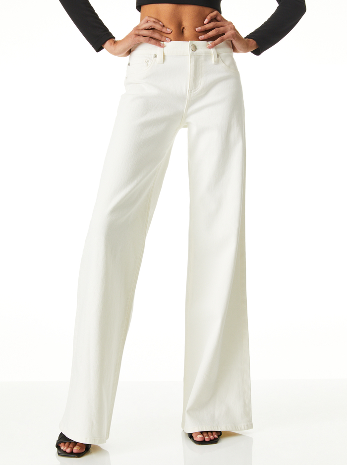 JENNY LOW RISE FLARE JEAN - ECRU - Alice And Olivia