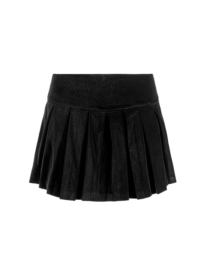 EMILIE VELVET MINI SKORT - BLACK image 5 - Alice And Olivia