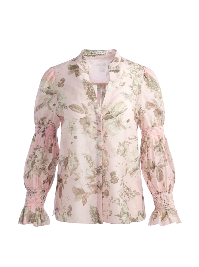 ILAN SMOCKED BLOUSE - MEADOW image 5 - Alice And Olivia