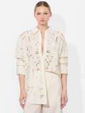 FINELY EYELET OVERSIZED BUTTON DOWN - OFF WHITE