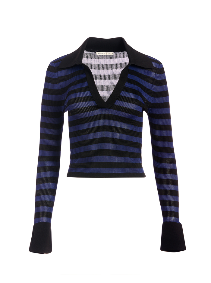 DARALEE FITTED POLO - BLACK/NAVY image 5 - ALICE + OLIVIA