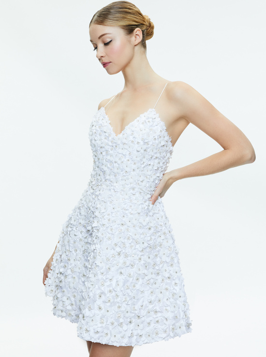 OFF WHITE-DOMENICA EMBELLISHED MINI GOWN