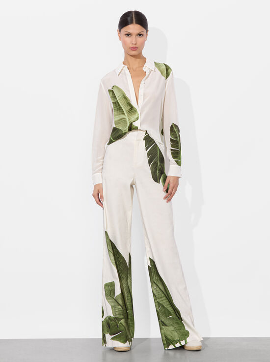 JUNGLE PALM OFF WHITE-DYLAN LINEN PANT