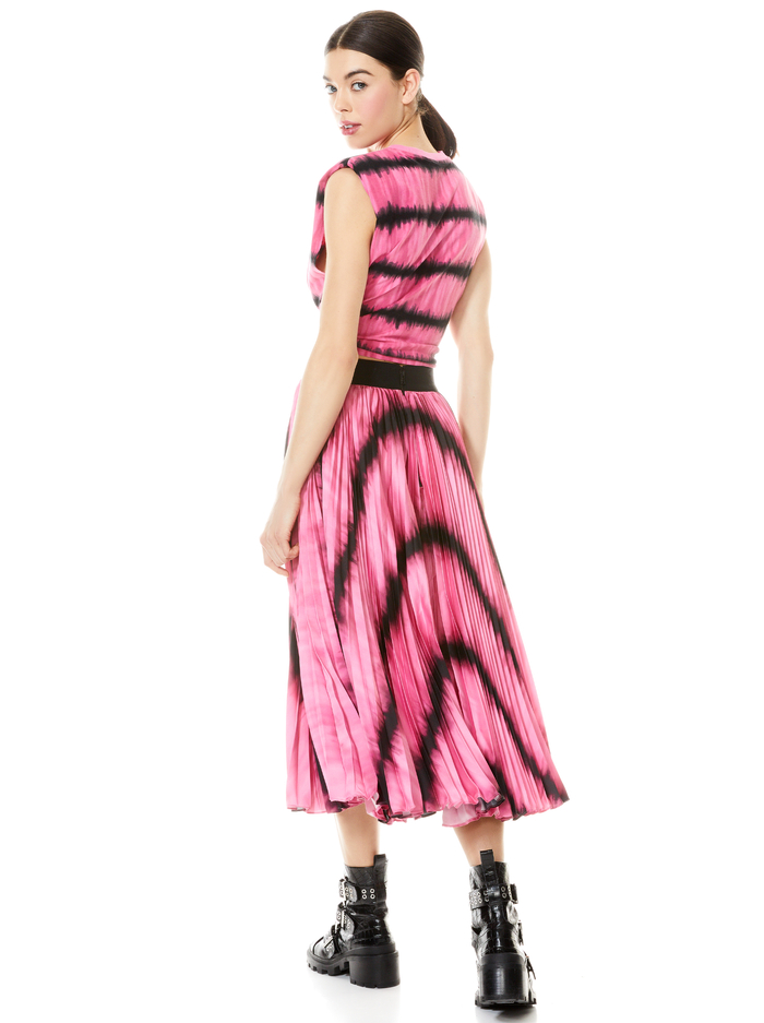 KATZ PLEATED MAXI SKIRT - WASHED TIE DYE PINK image 1 - Alice And Olivia