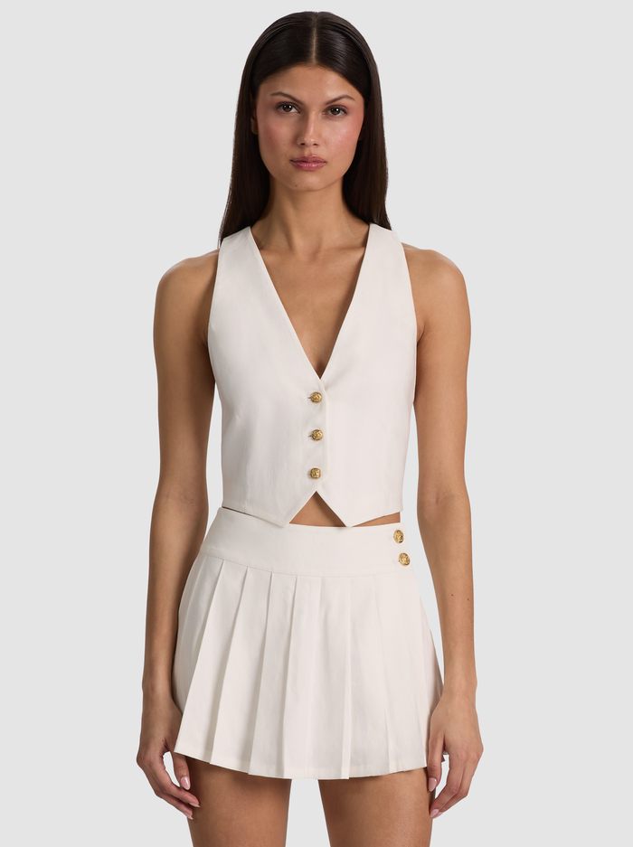 DONNA LINEN VEST - OFF WHITE - ALICE + OLIVIA