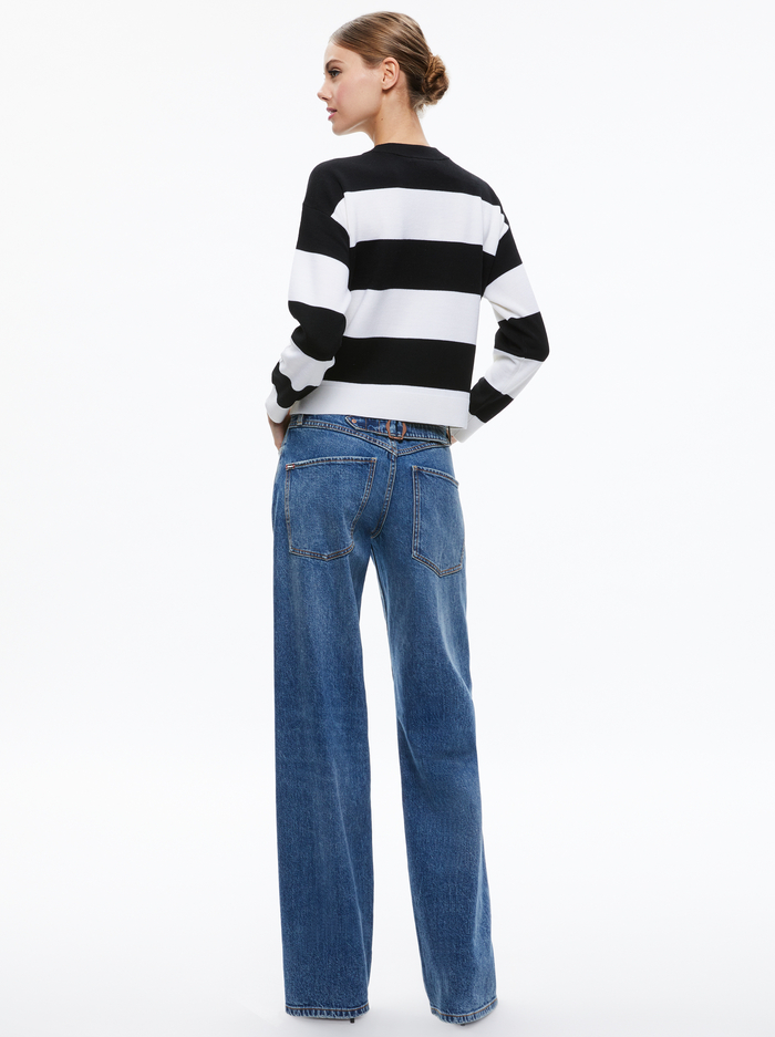 STACEFACE PULLOVER - BLACK/SOFT WHITE MULTI image 1 - Alice And Olivia