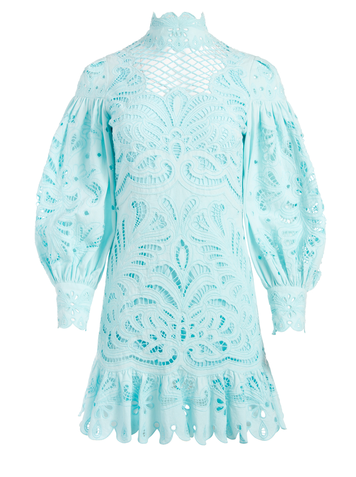 YAZMIN EYELET MINI DRESS - POWDER BLUE image 5 - Alice And Olivia
