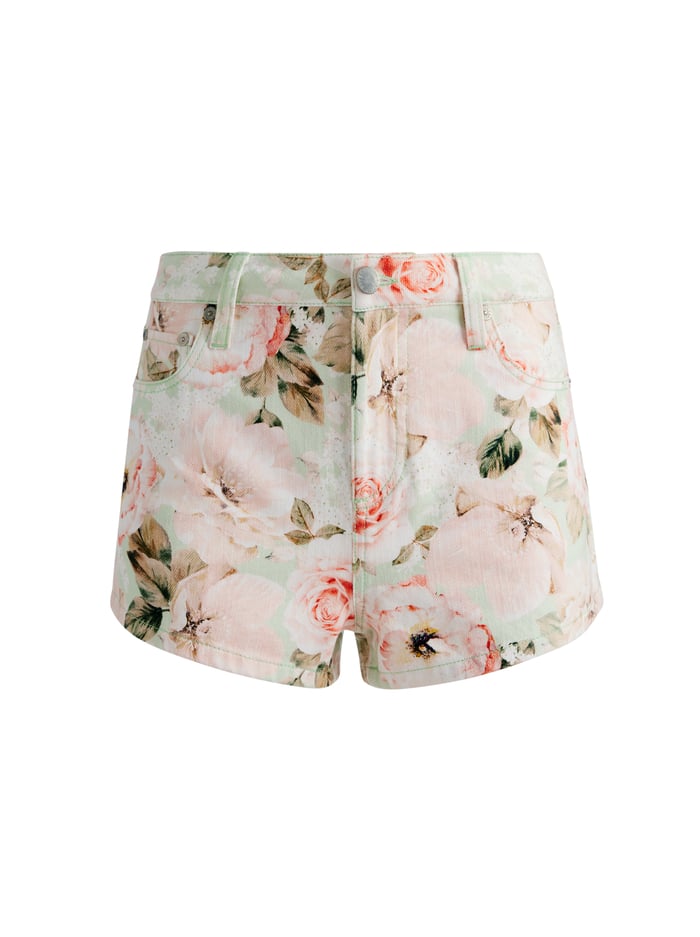 AMAZING HIGH RISE DENIM VINTAGE SHORT - MORNINGSIDE FLORAL PISTACHIO image 5 - Alice And Olivia