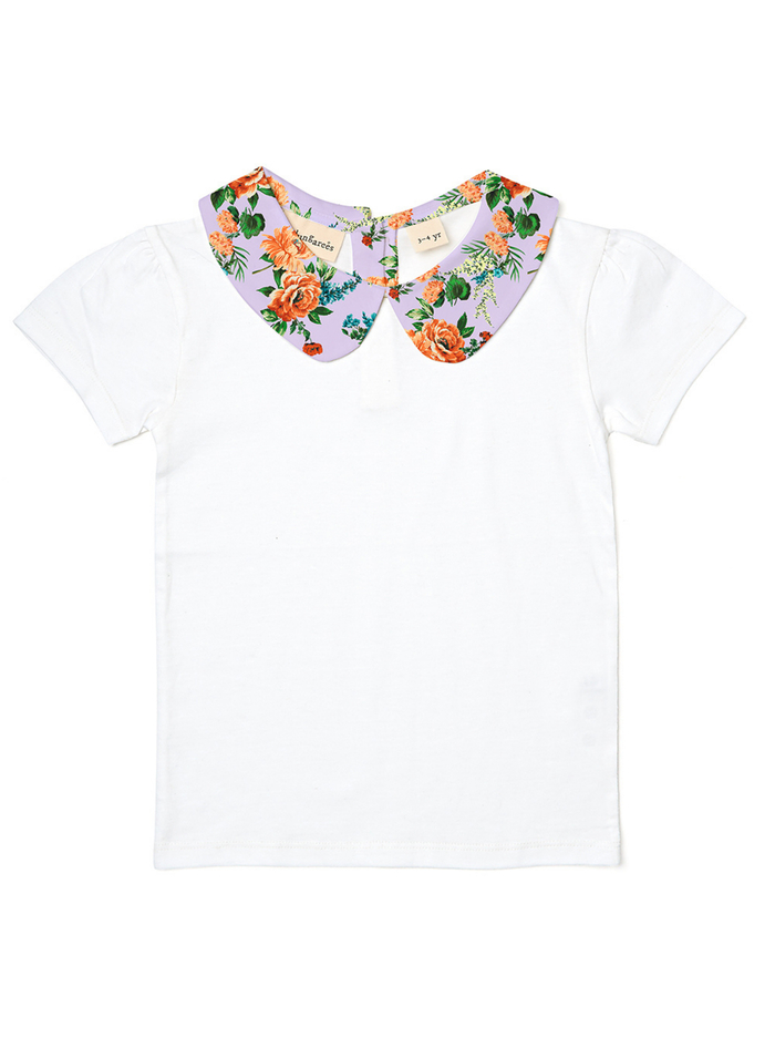A+O x DOTTY DUNGAREES PETER PAN COLLAR TOP - FLORAL EXPRESS SM LAVENDER image 1 - Alice And Olivia