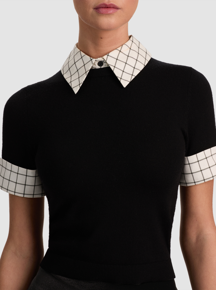 ASTER COLLARED PULLOVER - BLACK/SOFT WHITE image 3 - ALICE + OLIVIA