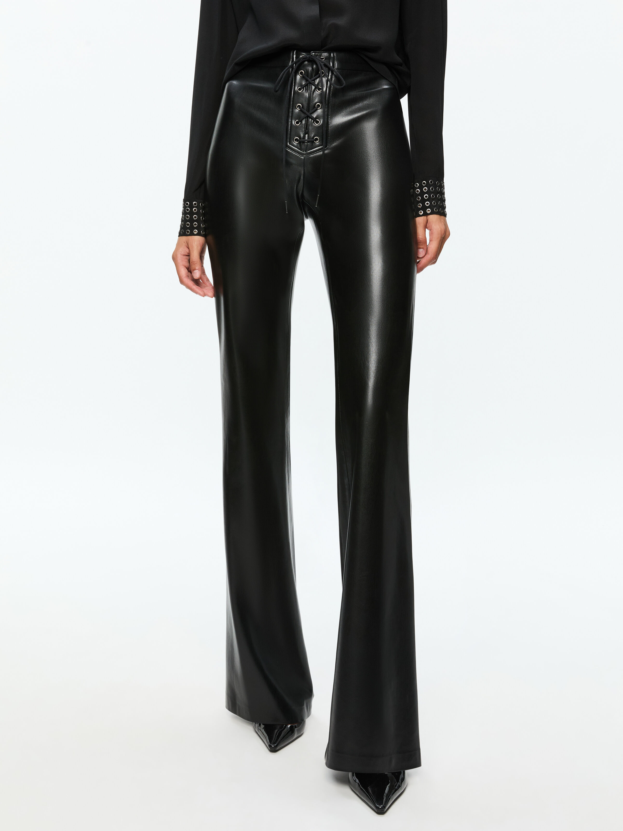 Alice and olivia leather pants discount