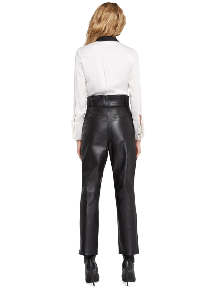 RYAN LEATHER PAPER BAG ANKLE PANT - BLACK image 1 - ALICE + OLIVIA