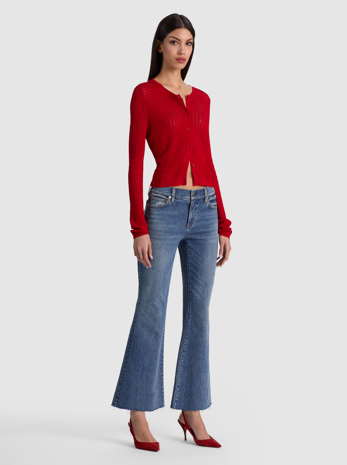 CARSON POINTELLE CARDIGAN - HIBISCUS image 5 - ALICE + OLIVIA