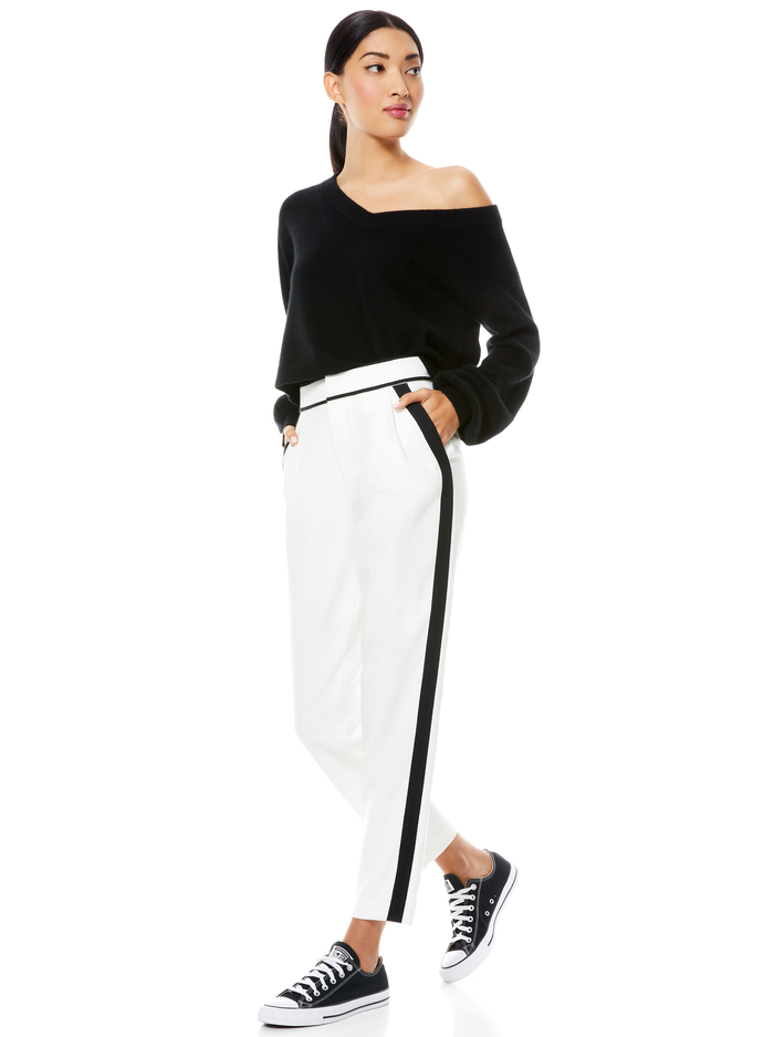 ESTA PLEAT FRONT PANT - OFF WHITE/BLACK image 2 - Alice And Olivia