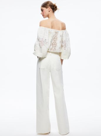 ECRU-ALTA EMBROIDERED OFF THE SHOULDER BLOUSE