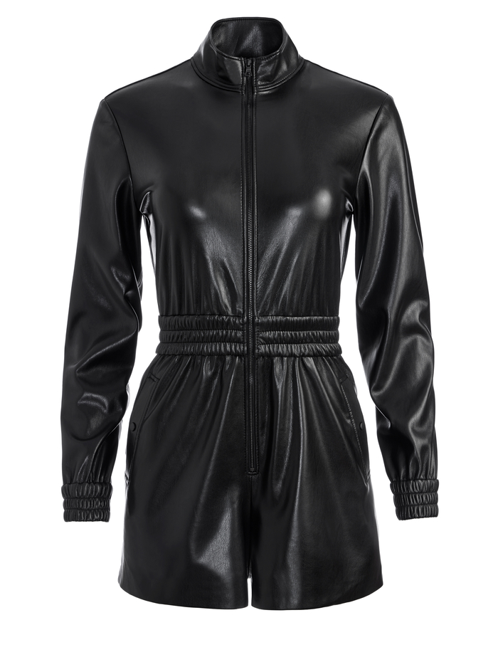 LEVI VGN LTHR FT ZIP ROMPER - BLACK image 5 - ALICE + OLIVIA