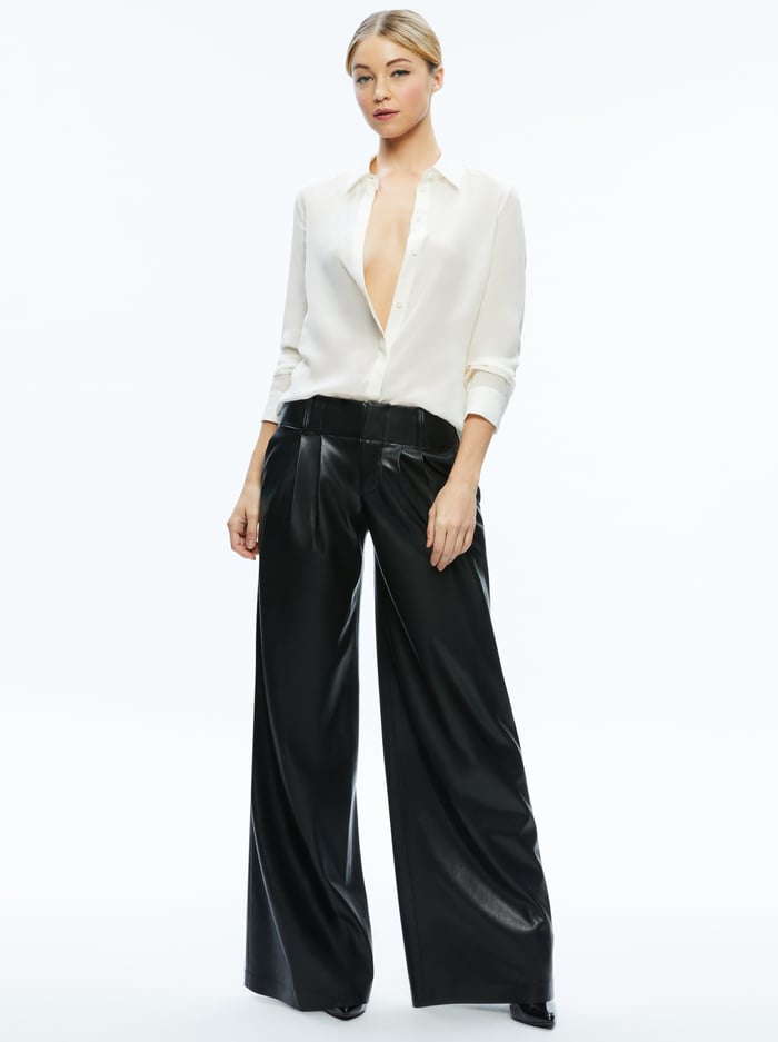 ANDERS VEGAN LEATHER LOW RISE PANT - BLACK image 2 - Alice And Olivia