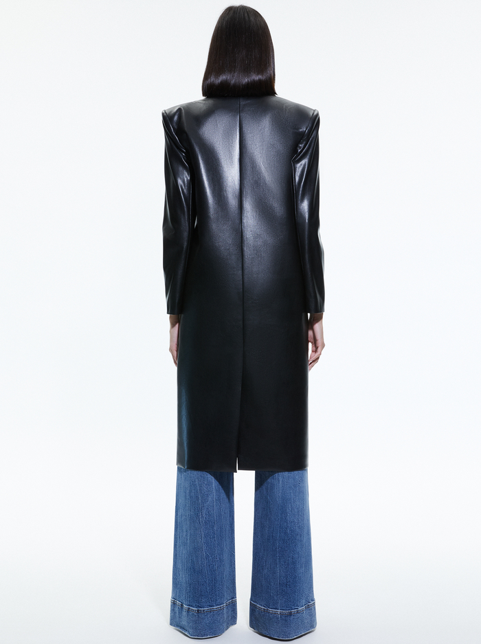 FIERRO VEGAN LEATHER LONG BLAZER - BLACK image 1 - Alice And Olivia