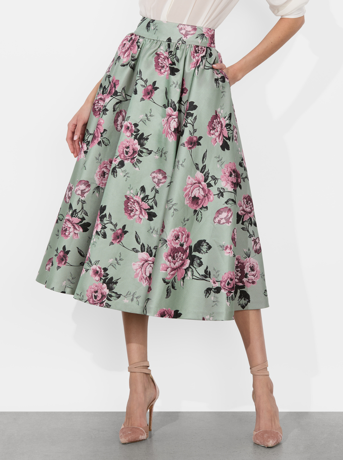 NILDA VOLUMINOUS SKIRT - SAGE MULTI - Alice And Olivia