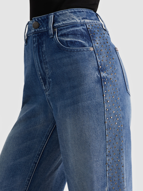 BROOKLYN BLUE/HEMATITE-CHIC EMBELLISHED JEAN